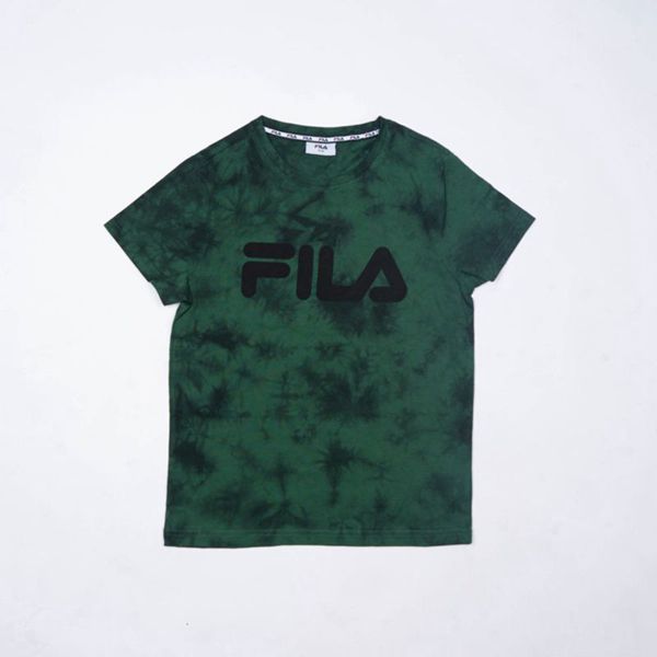 Camisetas Manga Corta Fila Niños Verde / Azules - Mono Deckle Tie Dye - España 793521WSJ